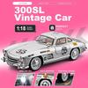 1:Масштаб 1:18 300SL 500K Модель Игрушка Винтажные Автомобили Сплав Литье под Давлением Двери Открываются Амортизация Звук Свет Симуляция Модели Транспортных Средств