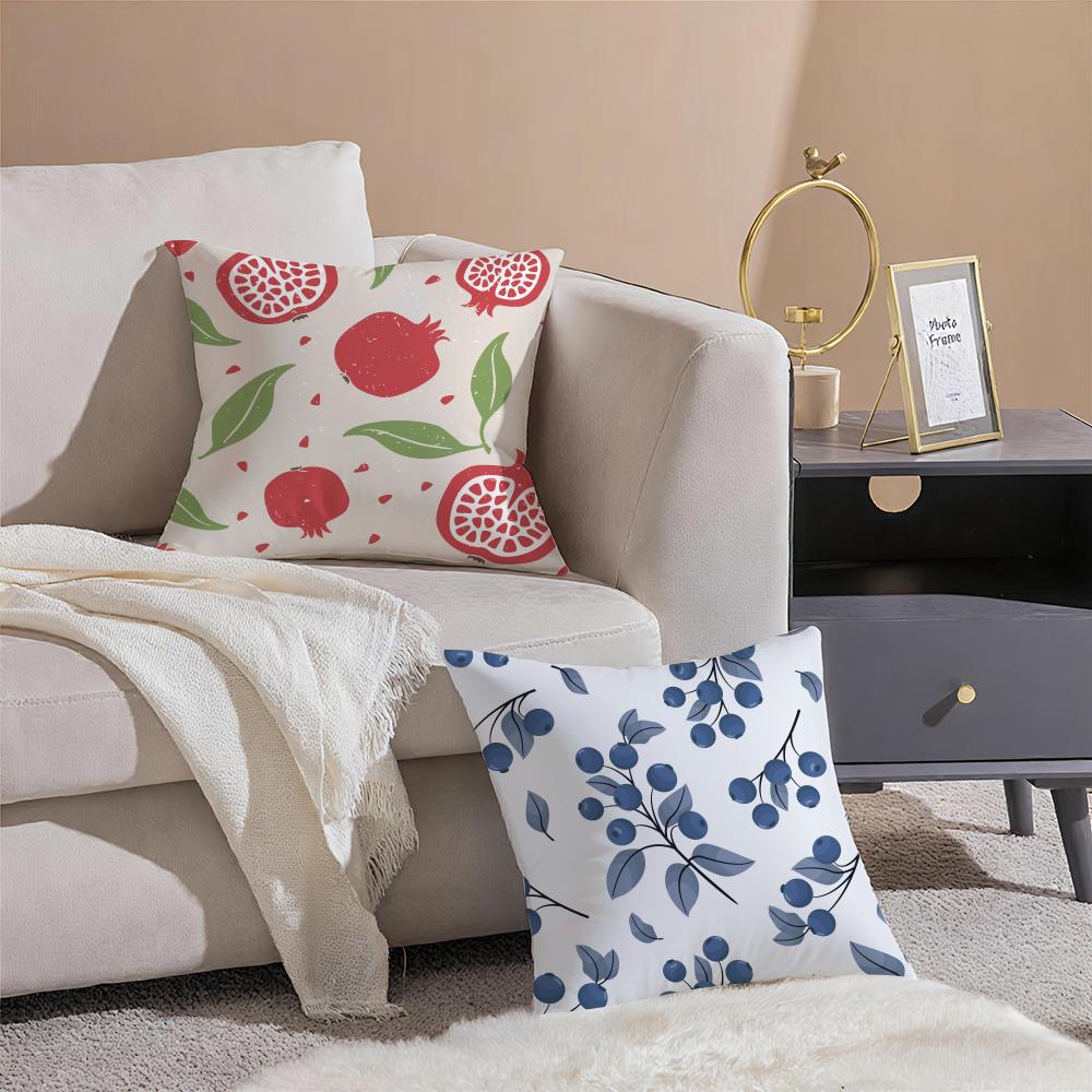 Fresh Vibrant Textile Pattern FFruit Print Art Cushion Cover Throw Pillow Cover Hidden Button Durable Polyester Chair Cushion