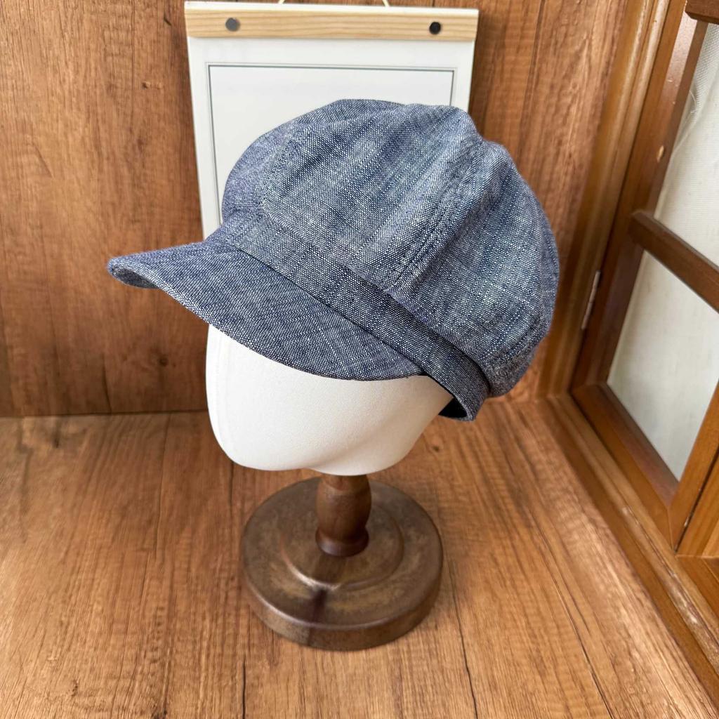 Literary style linen octagonal hat women's fine plaid breathable painter hat loose big head circumference British newsboy hat