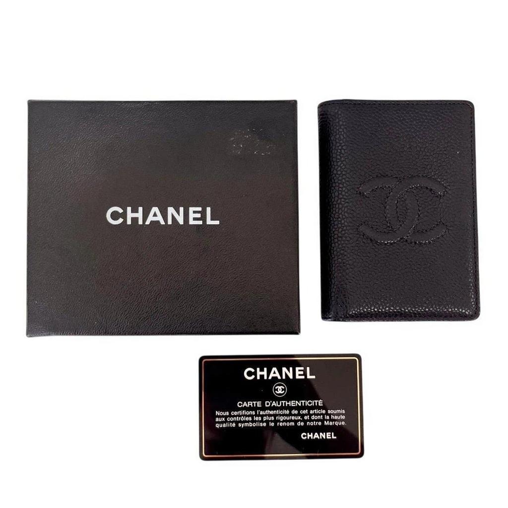 Used Excellent condition CHANEL Chanel CC logo caviar skin card case black