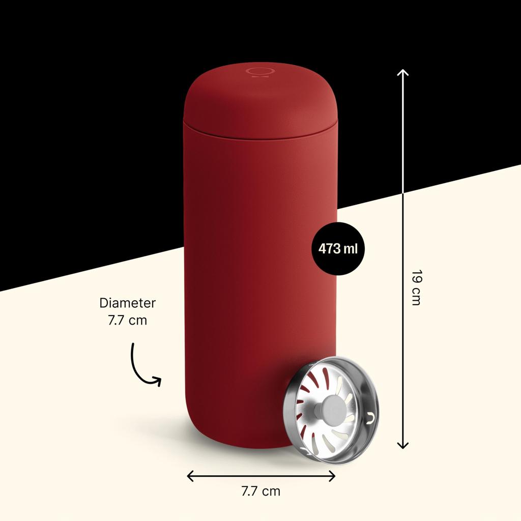 Fellow Carter Move Official Insulated Perfect for Travel and Commuting 16oz Mug, Manufacturer Tumbler, (Red, (470ml))