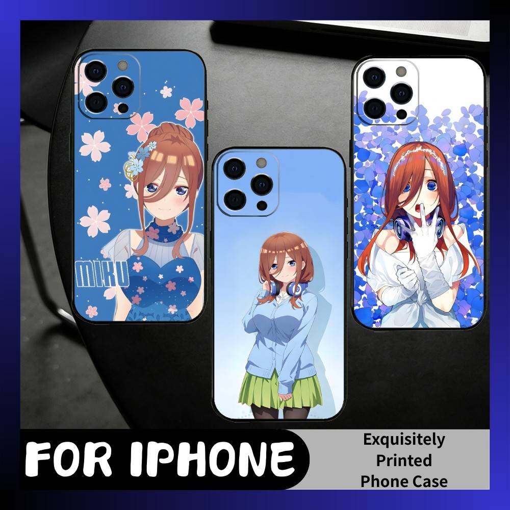 Чехол для телефона QQ M-Miku Накано 5-невест Для iPhone 17, 16, 15, 14, 13, 12 Plus, Max Мягкий силиконовый черный чехол