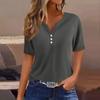 Women's T Shirt Tee Print Button Short Sleeve Daily Weekend Fashion Basic V- Neck Regular Top