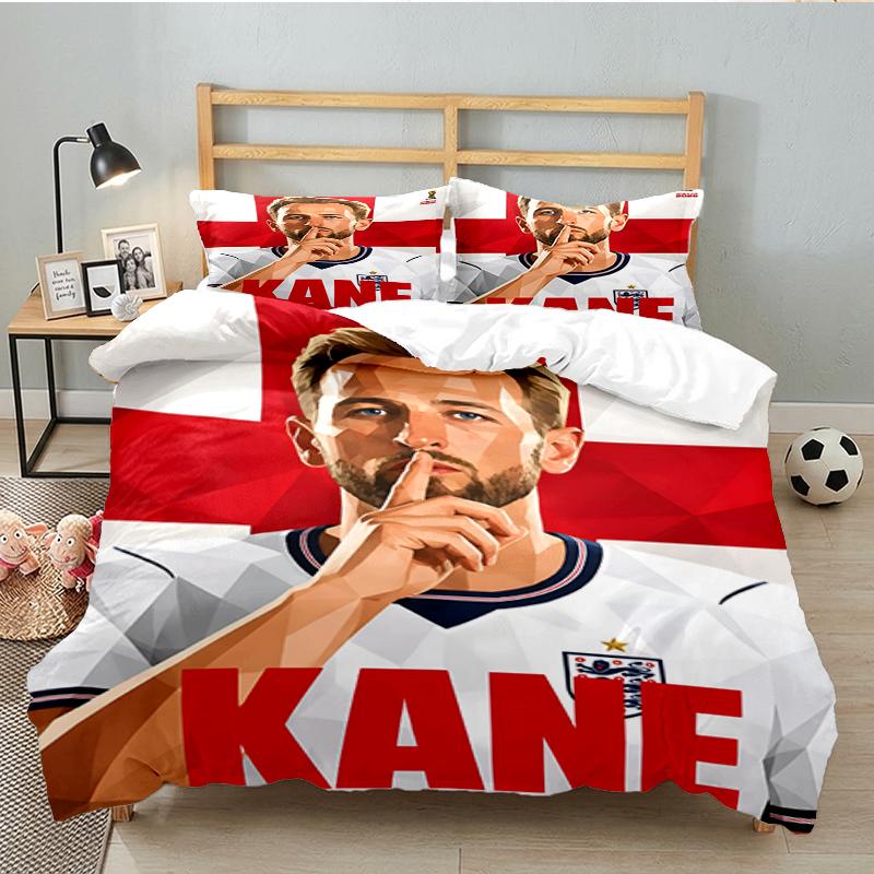 3PCS Football Player Kane Bedding set,Ideal for1pc Duvet Cover And 2pcs Pillowcases Perfect for Christmas gift,Ideal for Bedroom, Dormitory