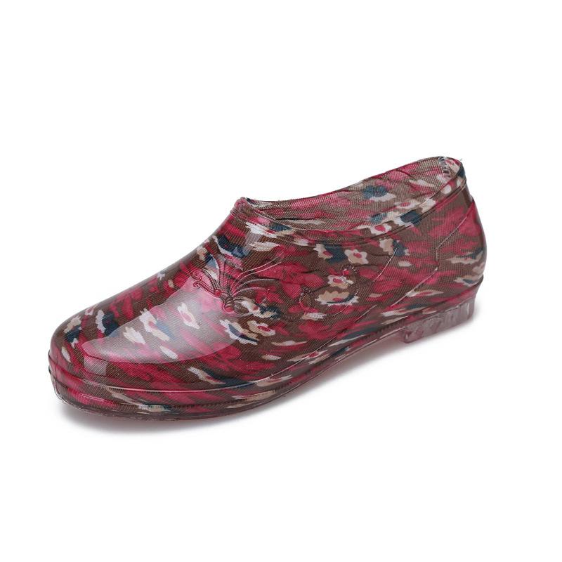 Fashion cotton rain shoes female adult low-top non-slip velvet warm kitchen water shoes women's work rubber shoes overshoes winter