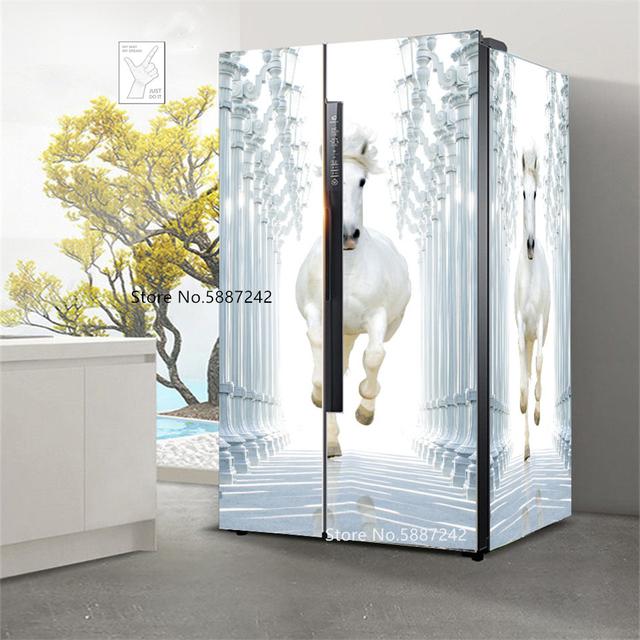 Наклейки на холодильник с морским пейзажем для обоев на холодильник, виниловые самоклеящиеся декорации для пейзажей, пленка для морозильной камеры, пляжная крышка для кухни