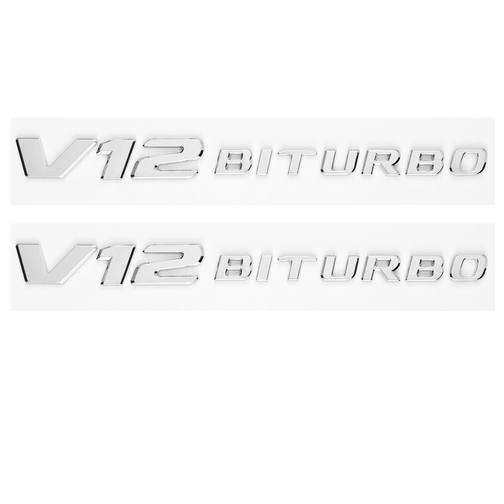 Letter Emblem for Mercedes Benz AMG V12BITURBO V8 BITURBO 4MATIC+ Car Styling Fender Logo Sticker Chrome Black Red AC1