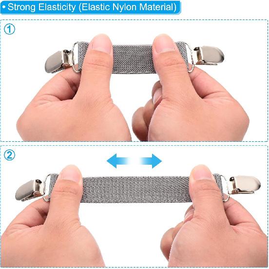 PATIKIL Mitten Clips, Elastic Webbing Strap Hanging Buckle Glove Clamp with Double Side Metal Clip for Keys Bed Sheet
