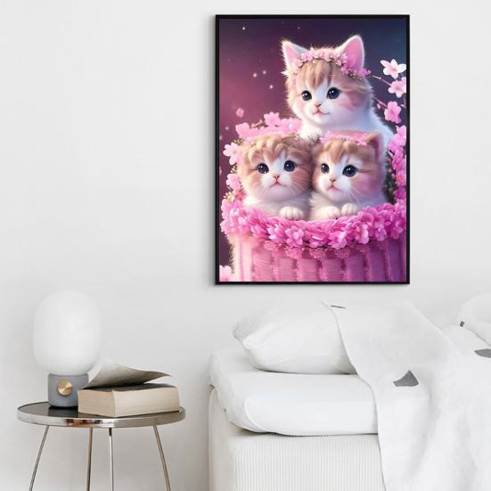 Пейзаж с бриллиантами, милый кот, принт, дизайн, улучшение координации, снятие стресса, мозаика, алмазная вышивка, украшение для дома, сделай сам, подарок