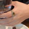 Milk Tea Color Dripping Oil Tiger'S Eye Stone Open Ring Women'S Niche Design Sense Simple Personality Fashion Versatile Ring Ring