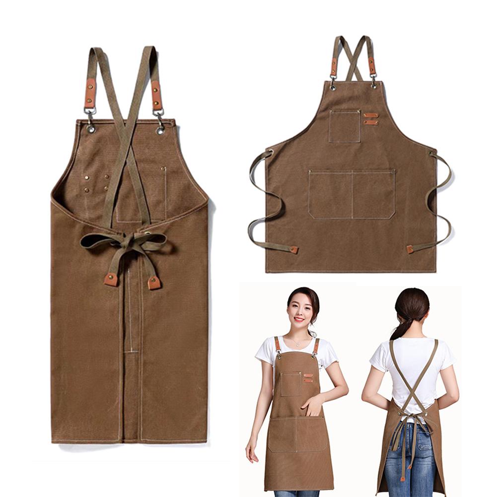 Professional Kitchen Apron,Oil-proof Canvass Aprons with Large Pocket for Men Women,Chef Work Apron for Grill Restaurant Bar