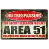 Metal Area 51 Sign Tin Retro Warning Vintage Wall Decor Trespassing Plate Signs
