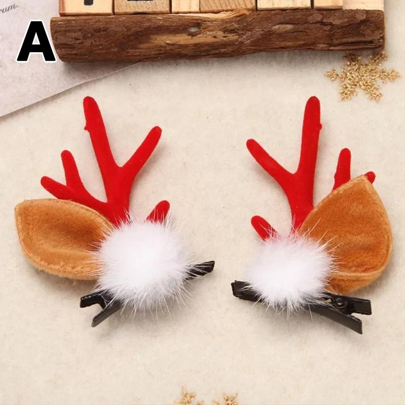 20 Pairs Hair Ball Christmas Antler Deer Ear Hairpins Hair Clip Hair Accessories Christmas Headbands Christmas Gift For Kids