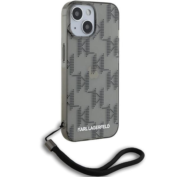 Karl Lagerfeld KLHCP15SHKDPNSK iPhone 15 / 14 / 13 6.1" black/black hardcase IML Mono KL Pattern & Cord