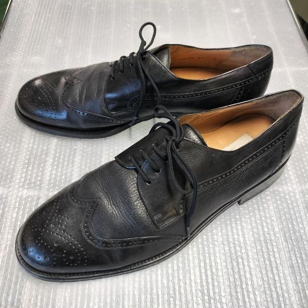 Mezlan Leather Wingtip Shoes 80s-90s Vintage Size 9 26.5-27.5 Black(USED)