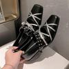 Sweet and Cool Mary Jane Small Leather Shoes Women's 2024 New Design Sense Niche Bow Silver Square Head Thick Heel Single Shoes