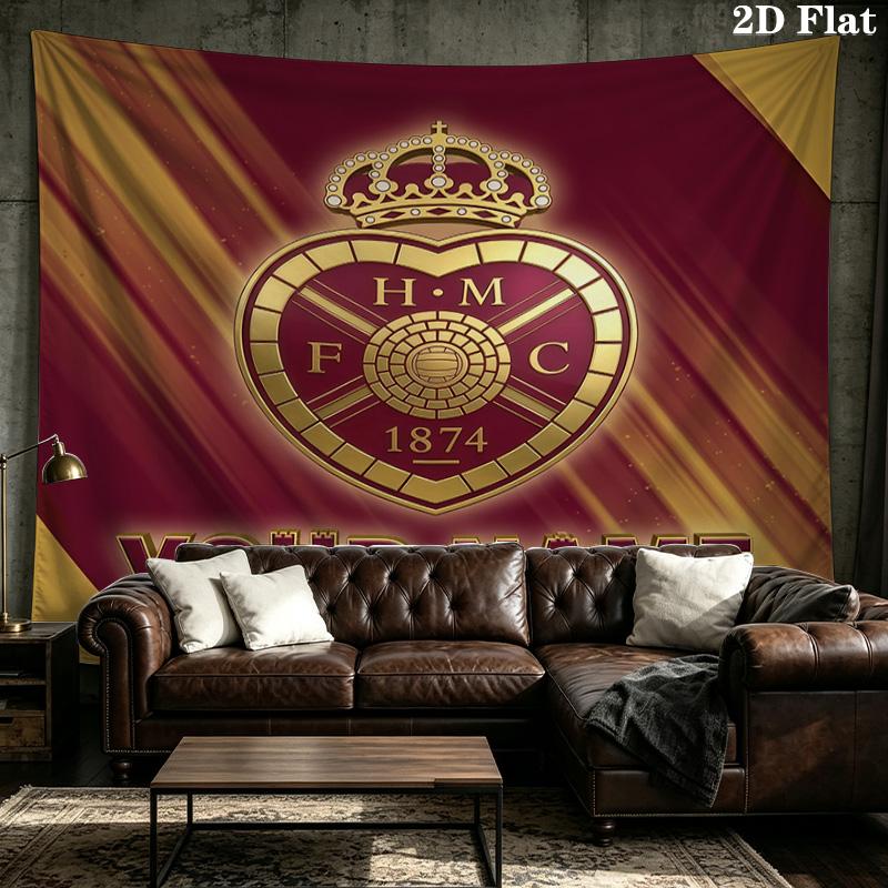 Custom Name Heart of Midlothian Printed Tapestry – Wall Hanging for Bedrooms, Dorms, and Home Decor