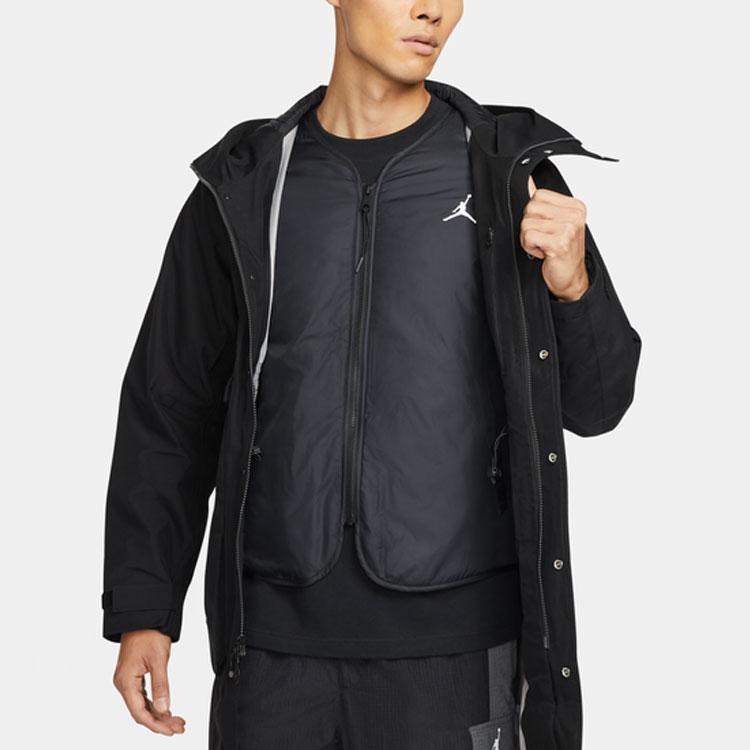 Jordan Съемная хлопковая куртка Gore-Tex 2-в-1 с термо-капюшоном и большими карманами, мужская верхняя одежда, черная DC0063-010