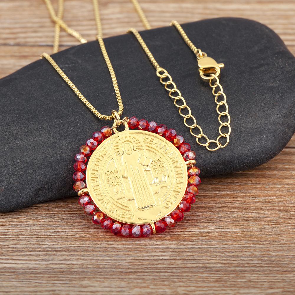 Nidin Новый Креативный Дизайн Круглая Форма Инкрустированные Бусины Подвеска-Шарм Ожерелье Для Женщин Мужчин Религиозный Стиль Ювелирные Аксессуары Подарок