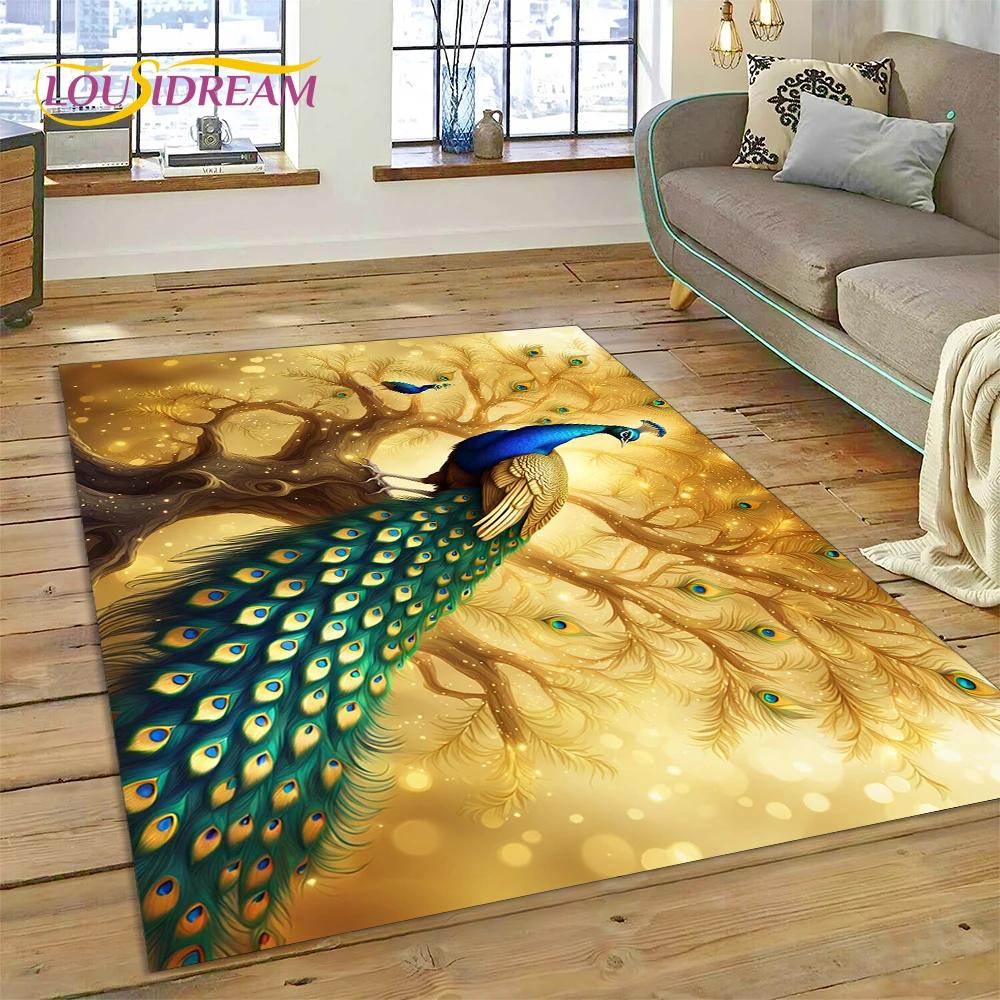 Cute Dream Birds Parrot Peacock Cartoon Rug Carpet for Living Room Bedroom Decor,floor Mat Non-slip Decoration for Sofa Doormat
