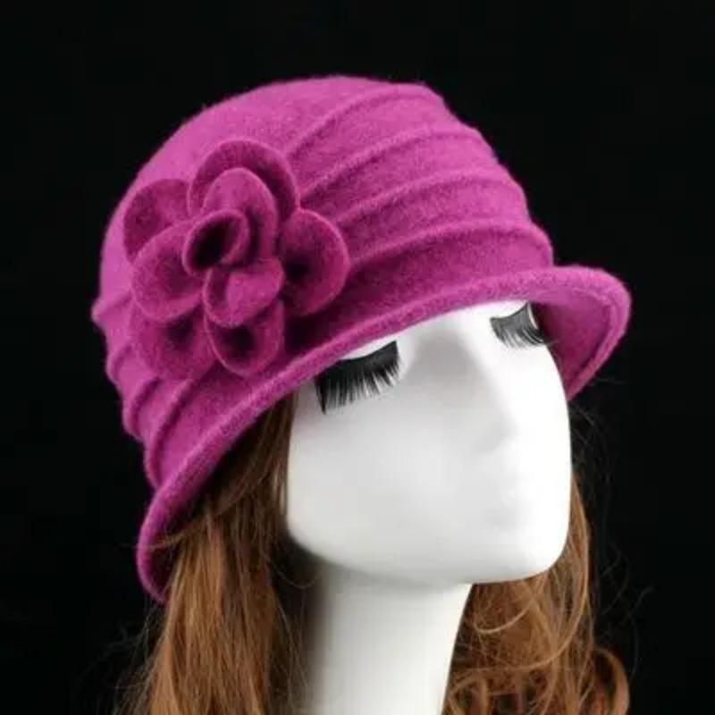 Flower New Section 100% Wool Hat Autumn Winter Middle-aged Female Soft Hat Women European Tide Dome Felted Mummy Thought Hat