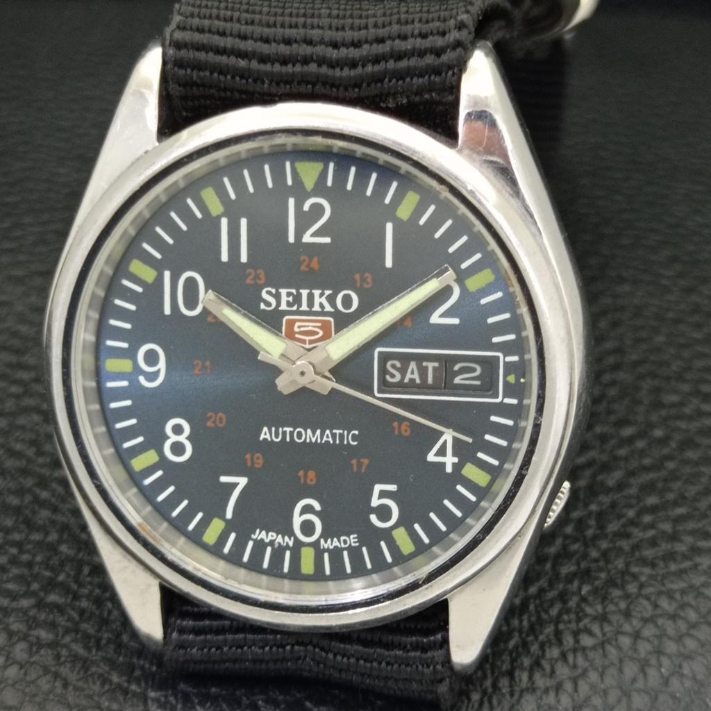 ЯПОНИЯ 6309A ВИНТАЖНЫЕ МУЖСКИЕ АВТОМАТИЧЕСКИЕ ЧАСЫ SEIKO 5 С ЦИФЕРБЛАТОМ СИНЕГО ЦВЕТА a701328-5