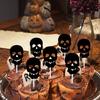 12 шт. Хэллоуинские топперы для кексов Черный паук Череп Летучая мышь Белый призрак Пики для торта для Хэллоуинской тематической вечеринки по случаю дня рождения