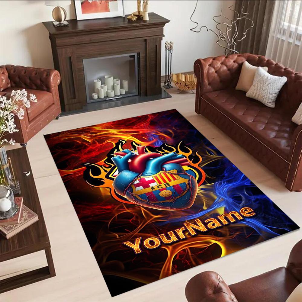 Fc Barcelona Personalized Text Carpet Perfect for Hallway Dormitory Dining Room Game Room Antislip Carpet Decorate Offices Best for Christmas