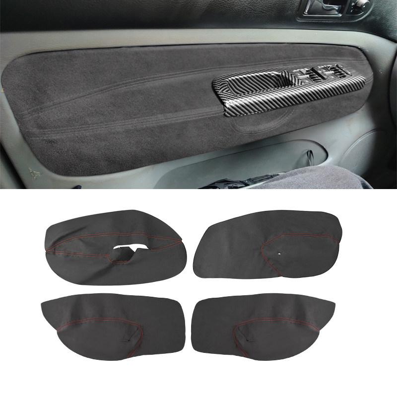 4 шт. Для VW Golf 4 MK4 Bora Jetta 1998 1999 2000 2001 2002 2003 2004 2005 Только для 4-дверного автомобиля Накладка на панель подлокотника Замшевая кожаная отделка