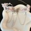 Ожерелье с подвеской из кристаллов и страз, жемчужное ожерелье с кисточками в виде бабочки, кружевное колье с бантом, уличная одежда