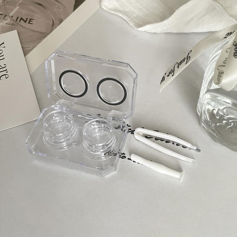 1 шт. Прозрачный мини-коробка для контактных линз, женский дорожный портативный футляр для контактных линз, сопутствующая коробка для ухода за контактными линзами с зеркальным пинцетом