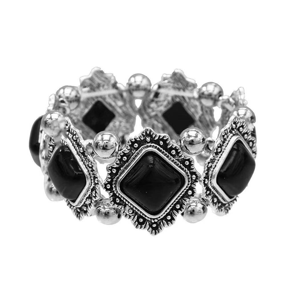 Ethnic Style Personalized Retro Alloy Turquoise Elastic Bracelet Women's Bohemian Bracelet Accessories