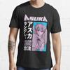 Summer Men Fashion Casual Shirts Short Sleeves Neon Genesis Evangelion Misato Black Tees Oversized T-shirts
