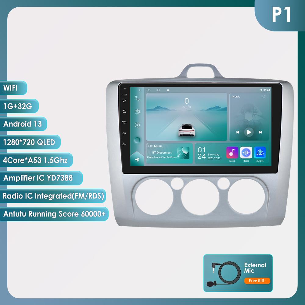 OSSURET Android13 Автомобильное радио для Ford Focus 2 3 Mk2 Mk3 2004-2011 Мультимедийный видеоплеер Навигация Интеллектуальный экран GPS 2Din Carplay 4G Авто Стерео