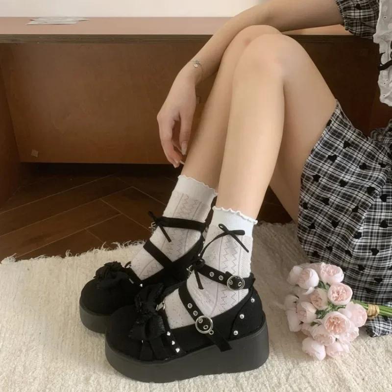 Круглый носок на толстой подошве JK Lolita Mary Jane милые женские туфли с бантом милые простые удобные универсальные повседневные мокасины