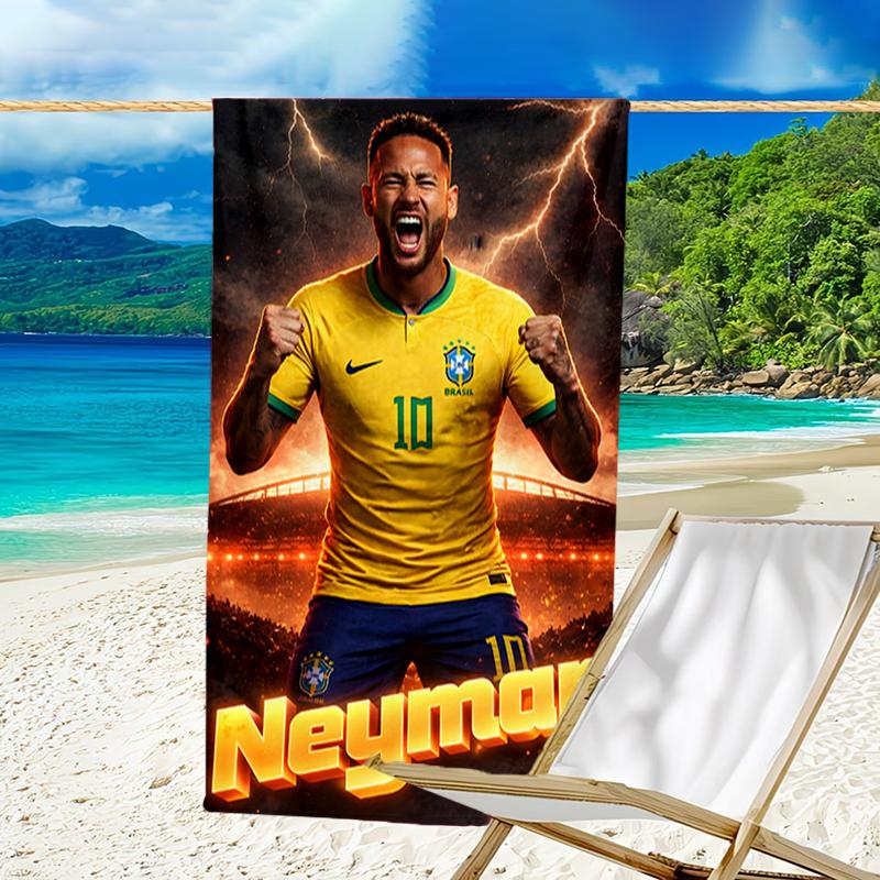 1pc Neymar1 Beach Towel, Beach and Seaside Swimming Pool Equipment, Fashion Pattern, Rectangular, Travel Essentials