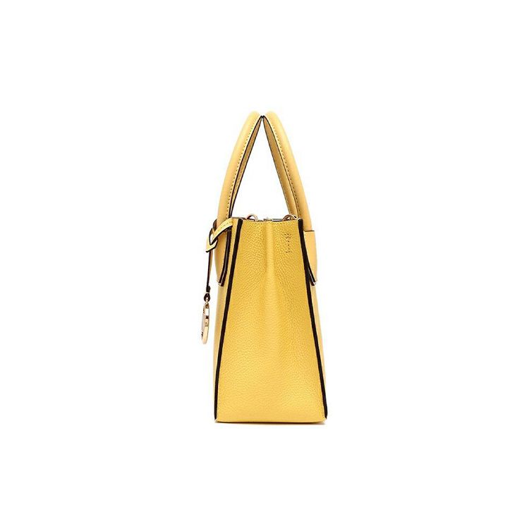 Michael Kors MK Mercer Однотонная Сумка-тоут Женская Желтая с Логотипом и Текстурой Личи на Молнии Кожаная 35S1GM9M2L-DAFFODIL