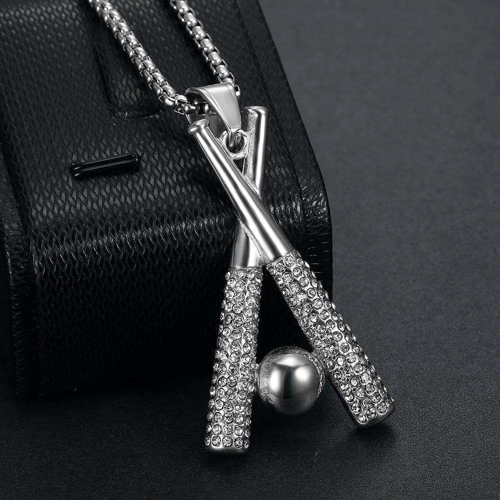 Cross-border Europe, America, Hip Hop Hiphop Pendant, Full Diamond Necklace Baseball Bat Pendant