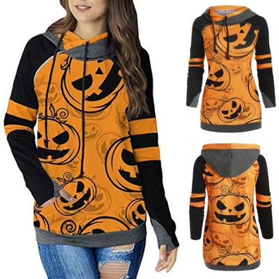 Женские повседневные толстовки с капюшоном в полоску, пуловер на Хэллоуин, толстовки, топы