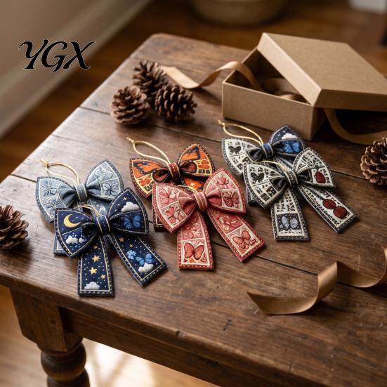 Acrylic Hanging Ornaments 24Pcs Christmas Advent Calendar with Retro 2D Flat Bow Ornaments, Decorative Holiday Countdown Set for Tree Wall And Window
