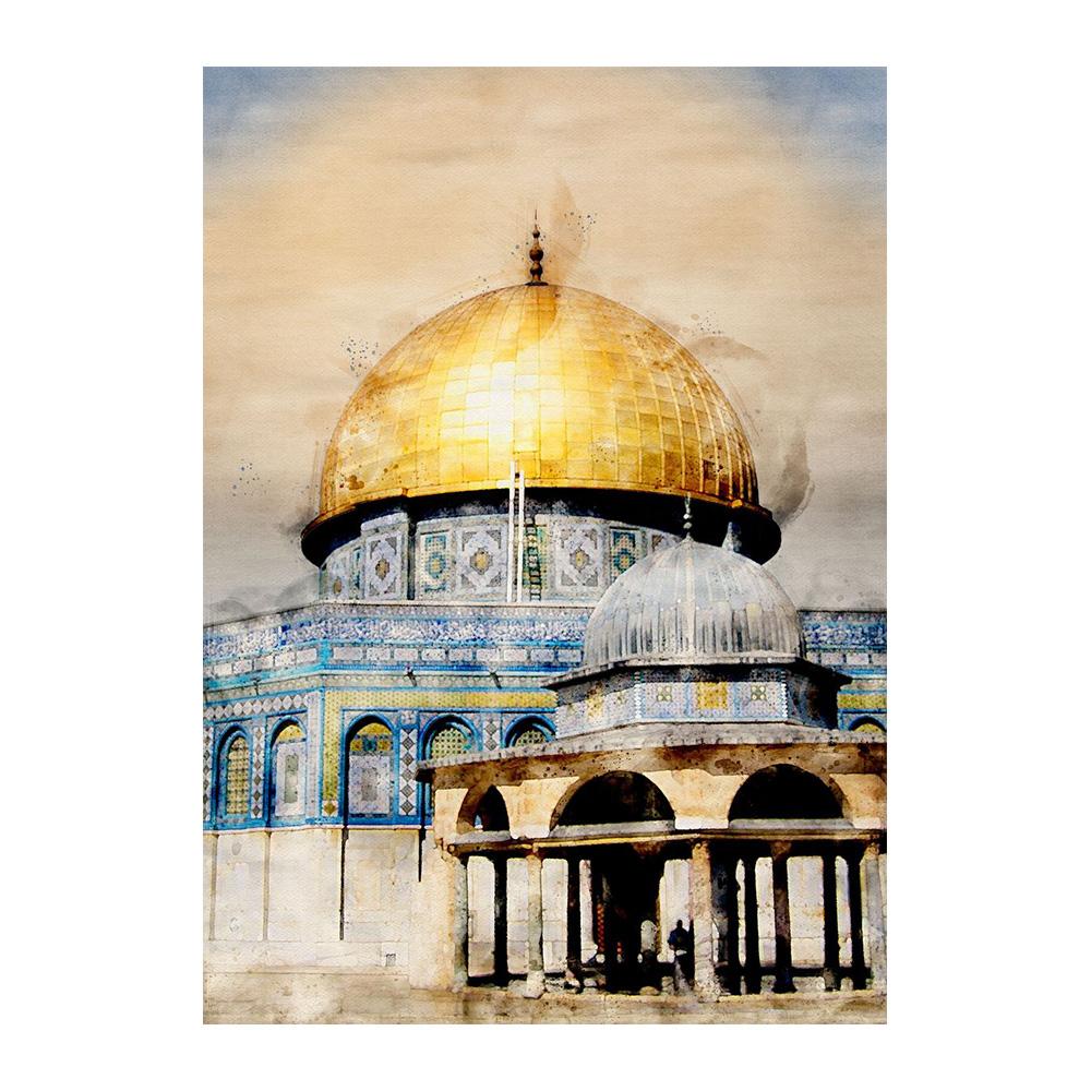 Исламская каллиграфия, холст, картина, Аллаху Акбар, Кааба, священное место, мечеть, плакаты и принты, настенное искусство, декор для гостиной