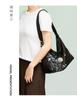 Large Capacity Genuine Leather Shoulder Bag with Chinese Style Song Brocade