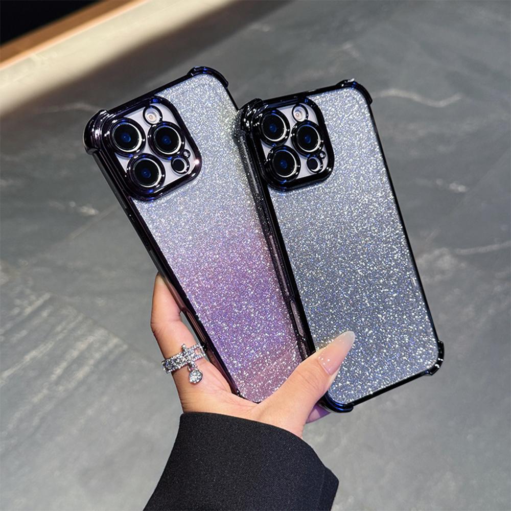 Роскошный градиентный блестящий противоударный чехол для телефона Samsung S25 Ultra iPhone 16 Pro Xiaomi Redmi Note12 itel Углы усиленные задняя крышка