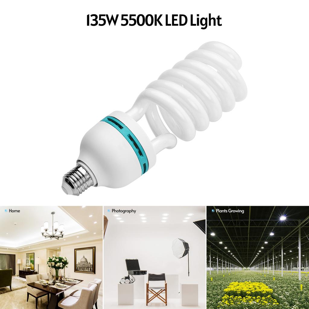 Spiral Fluorescent Light Bulb 135W 5500K Daylight E27 Socket Energy Saving for Studio Photography