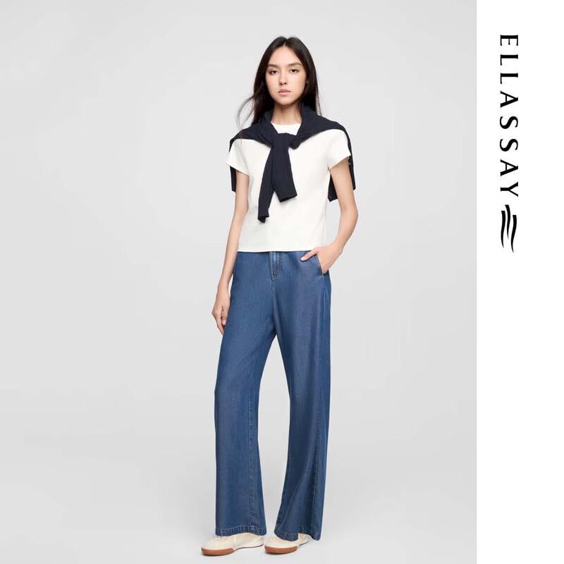 ELLASSAY Women's Lyocell Wide-Leg Drapey Jeans