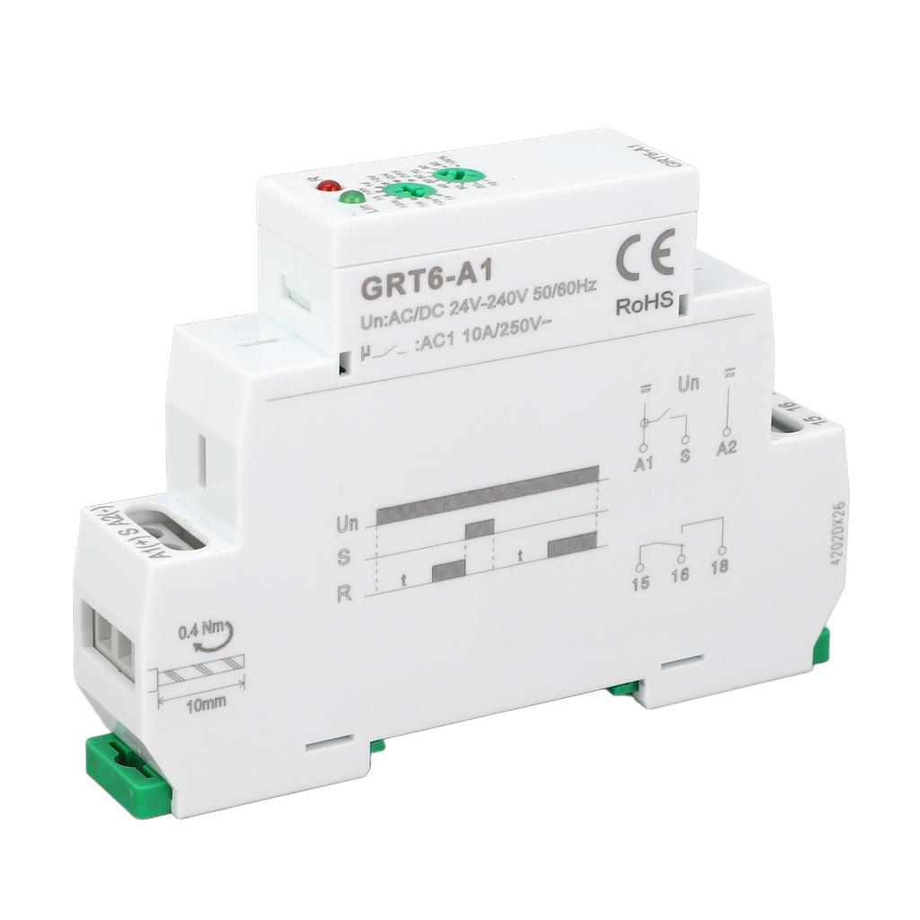 Single Function Time Relay GRT6A1 1xSPDT 0.1s 10 Days DIN Rail Mounting Timer Relay