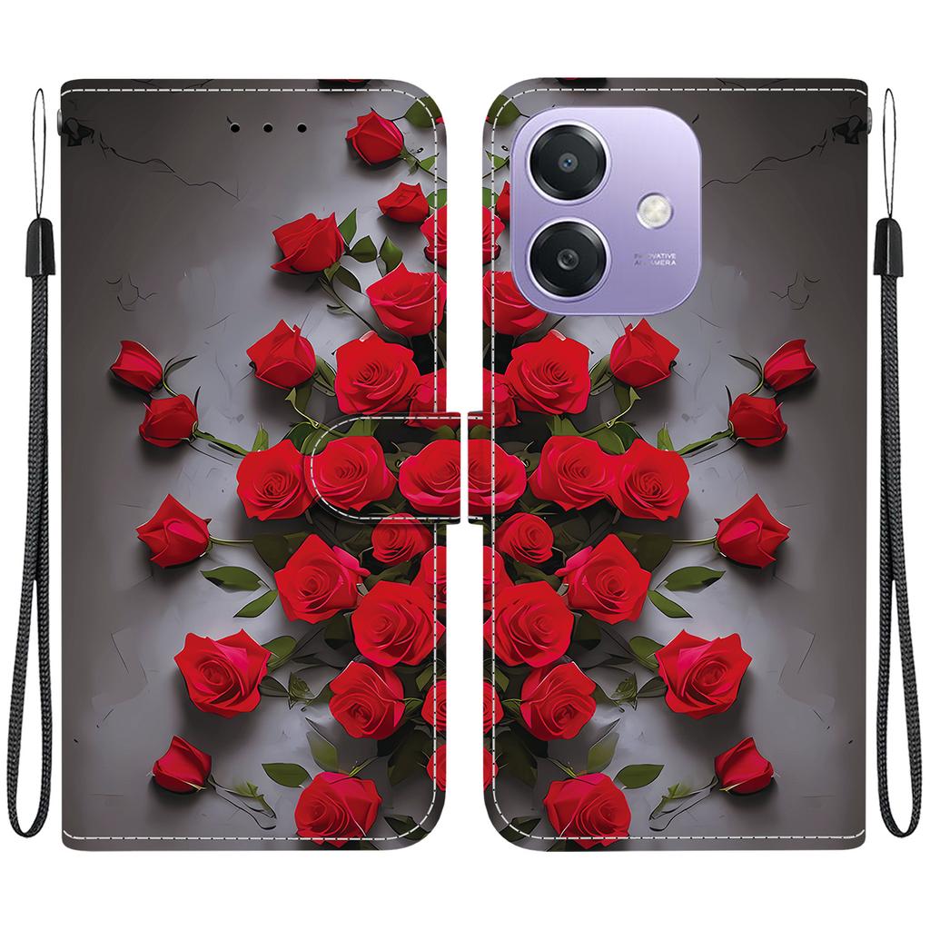 Чехол-книжка из искусственной кожи ручной работы для Oppo A3/A3 4G/Oppo A60/Oppo A40/A40m/Oppo A5x, противоскользящий, противоударный чехол с ремешком на запястье и рисунками сердец/роз/кошек