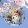 Garden Gnome Wind Chime Outdoor Hanging Decor with Floral Hat for Patio Wedding Birthday Christmas Gift Holiday Metal Weather Resistant
