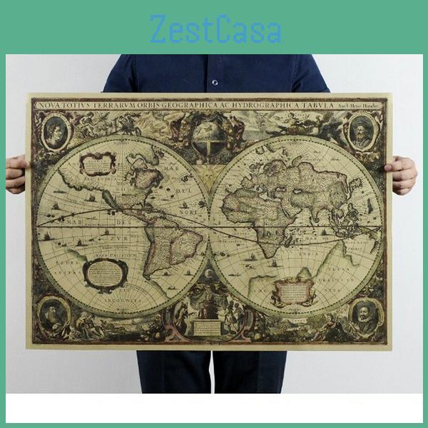 Dedc Винтажный глобус Карта Старого Света Матовый постер из коричневой бумаги Потрясающее декоративное искусство для любителей винтажа
