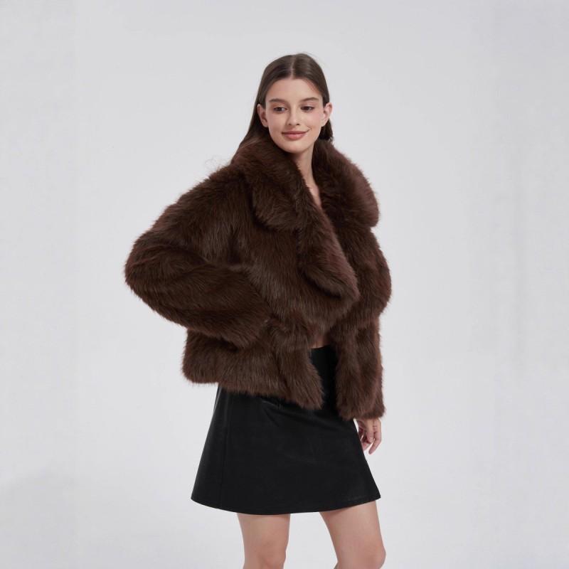 TK Shein Womens Short Faux Fur Blazer Jacket Winter Casual Outerwear